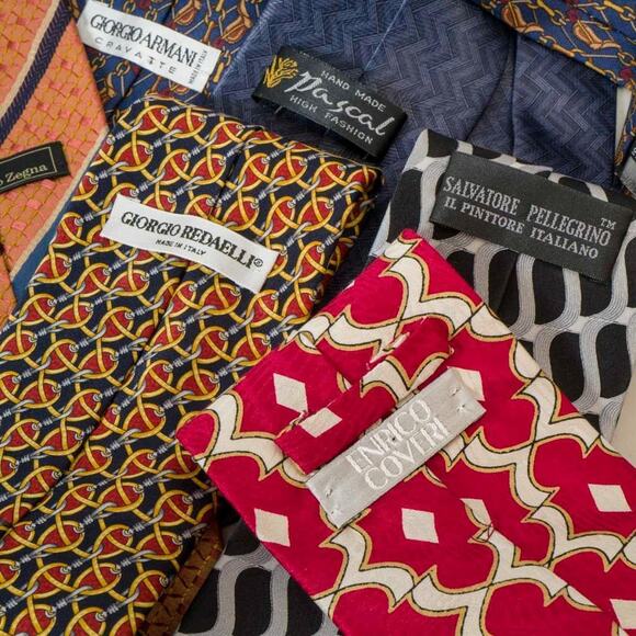 Lot of 6 Mens Neckties Pascal Salvatore Pellegrino Armani Ermenegildo Zegna - Picture 4 of 4